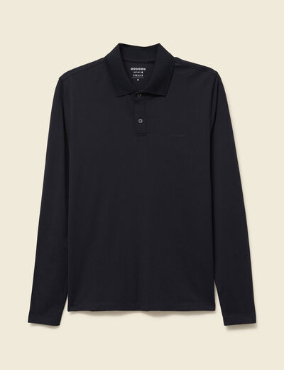 Polo cintr&eacute; manches longues noir homme