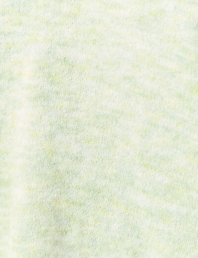 Pull col v manches 3/4 vert femme