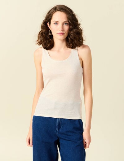 Débardeur femme uni col arrondi Instinct beige femme