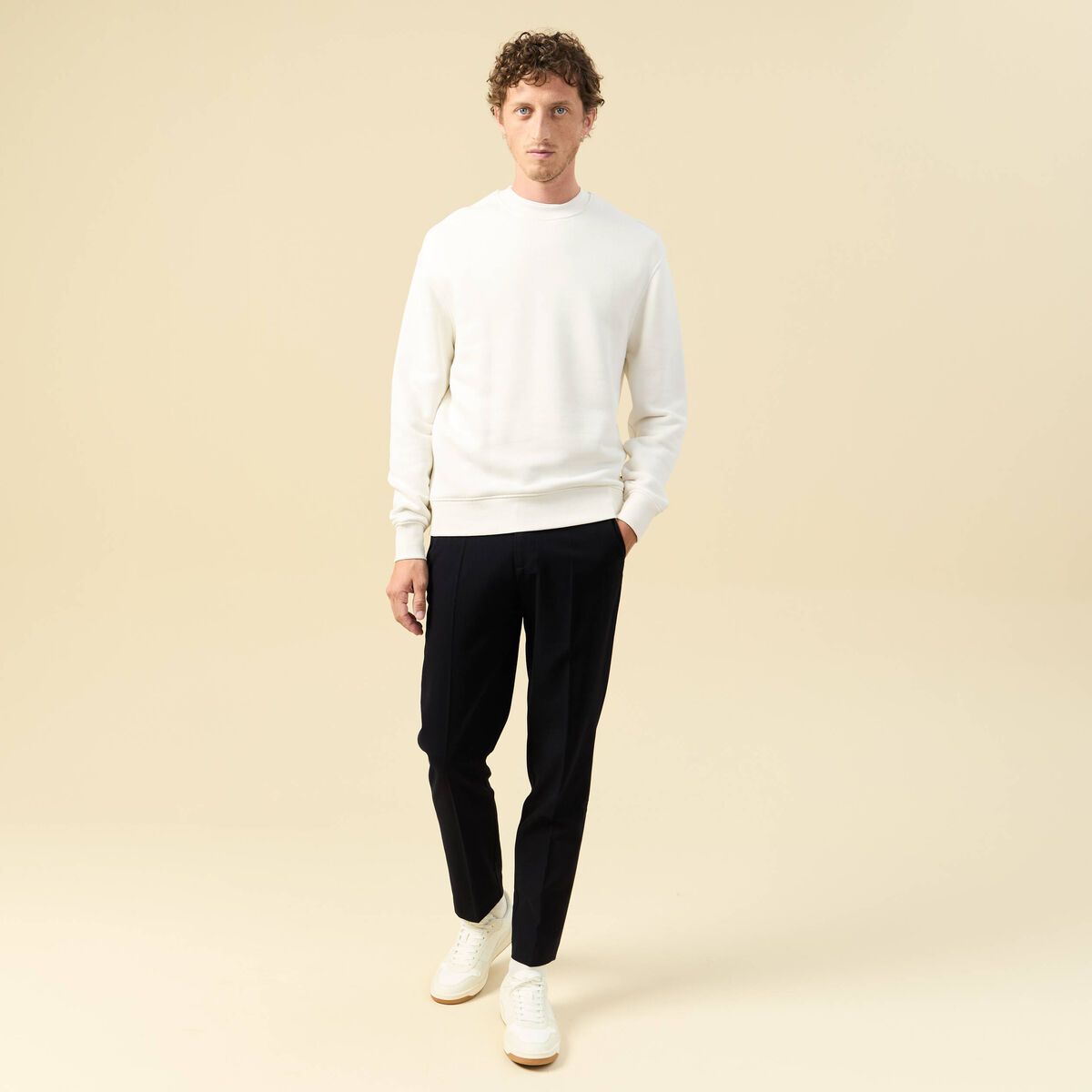 Sweat manches longues ecru homme