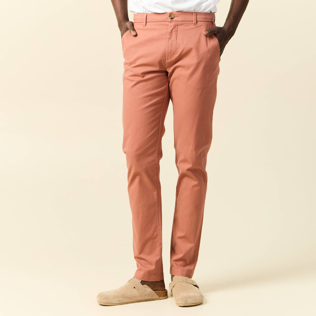 Pantalon chino longueur 32 vieux rose homme