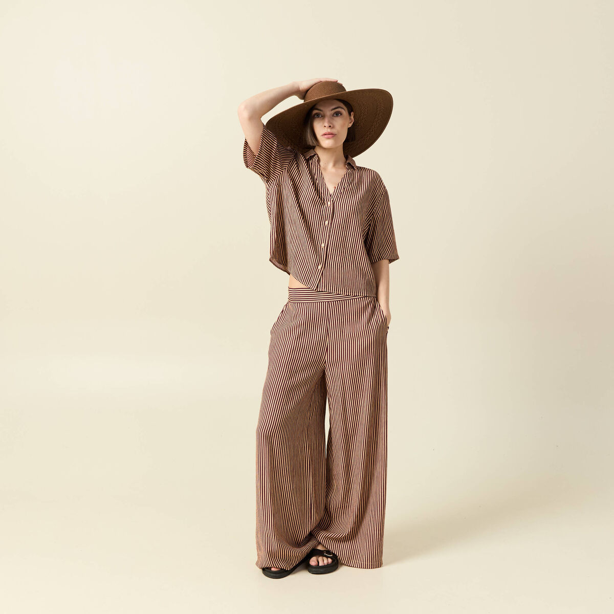 Blouse manches courtes fluide violet femme