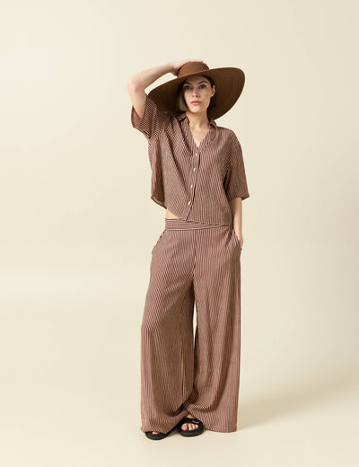 Blouse manches courtes fluide violet femme