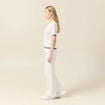 Pull manches courtes ajouré ecru femme