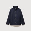 Trench droit court col montant bleu fonc&eacute; femme