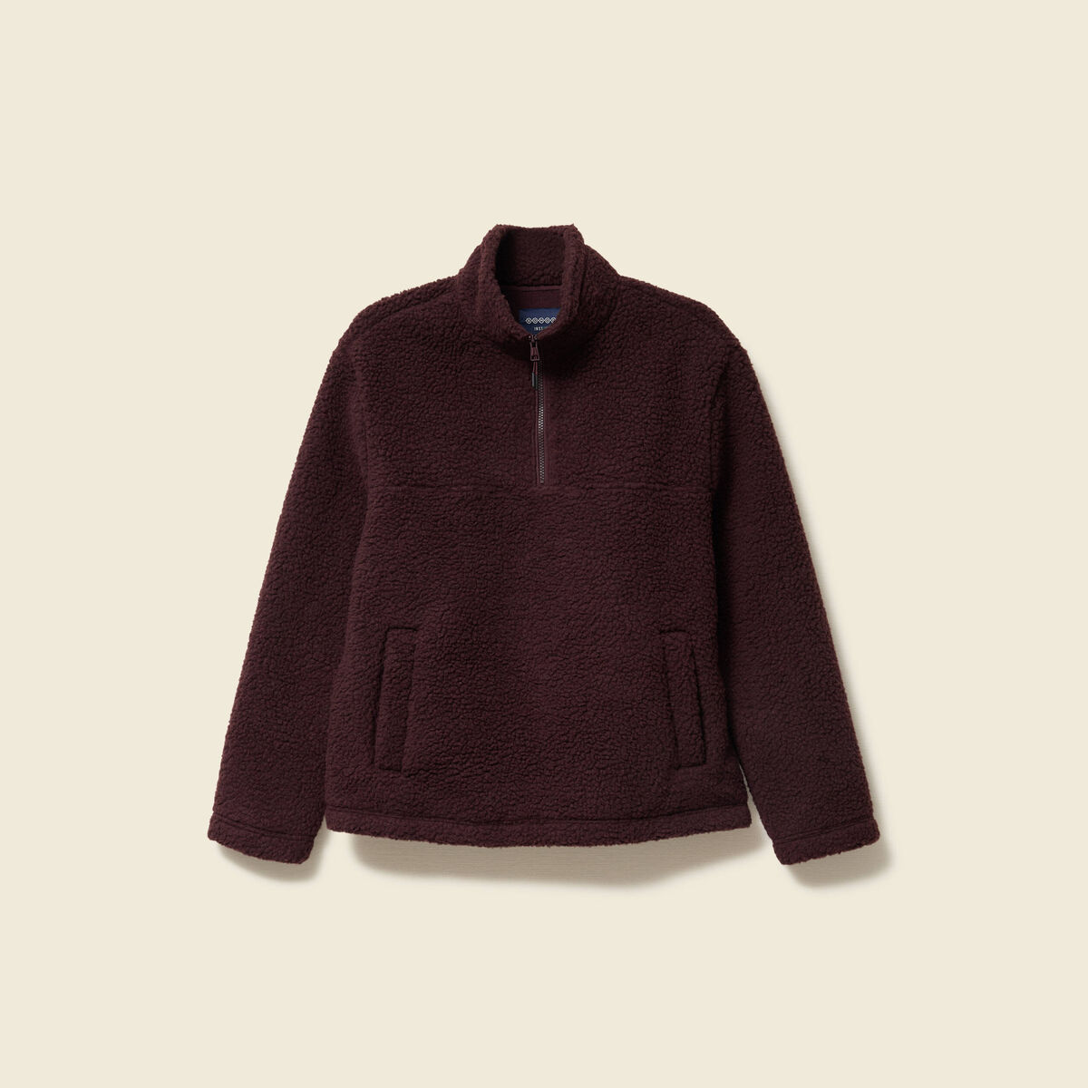 Sweat effet polaire col montant bordeaux homme