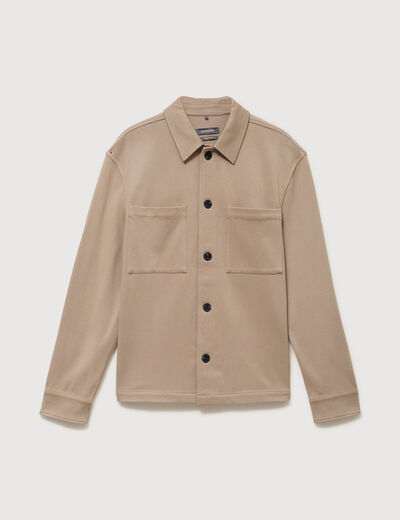 Surchemise manches longues col am&eacute;ricain taupe homme