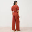 Blouse cropped manches courtes marron cognac femme