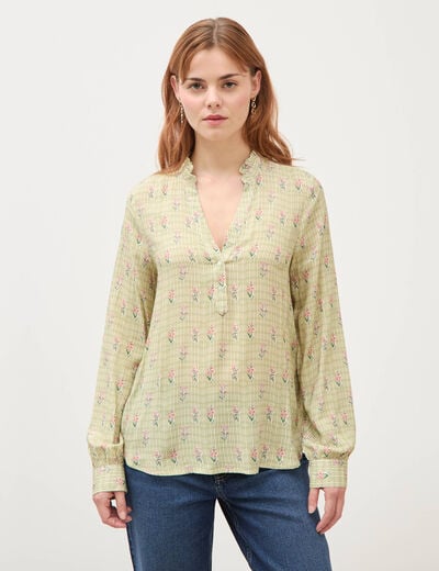 Blouse manches longues vert kaki femme