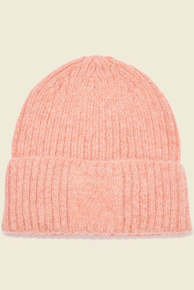 Bonnet tricoté orange foncé femme