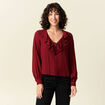 Blouse manches longues rouge fonc&eacute; femme
