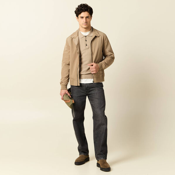 Polo manches longues gris homme
