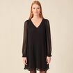 Robe trapèze plissée noir femme