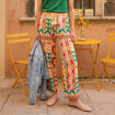 Pantalon loose taille haute multicolore femme