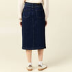 Jupe midi droite en jean denim brut femme