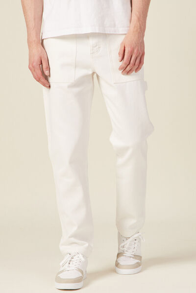 Jeans relax charpentier denim blanc homme