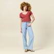 T-shirt manches courtes rouge foncé femme