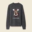 Pull col rond manches longues gris fonc&eacute; homme