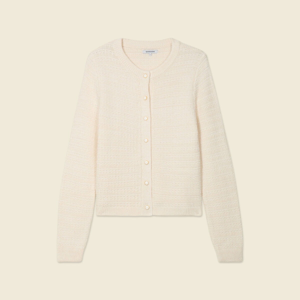 Gilet manches longues creme femme