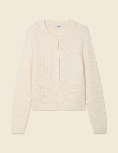 Gilet manches longues creme femme