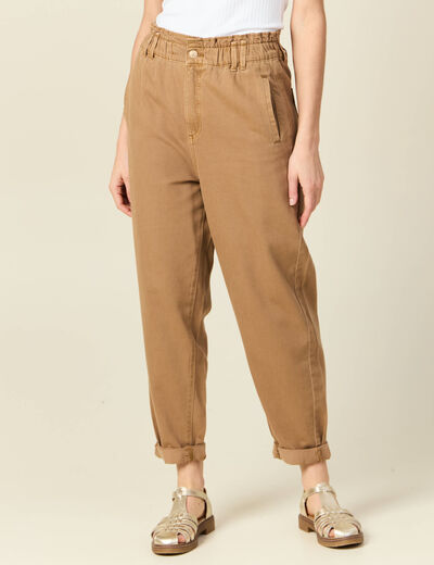 Jeans slouchy 7/8ème vert kaki femme