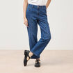 Jeans straight taille haute broderie bleu clair femme