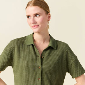 Polo en maille vert kaki femme