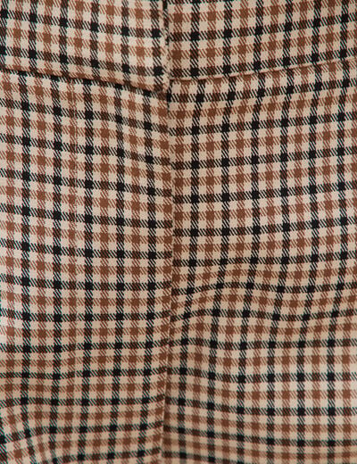 Pantalon barrel bas resserr&eacute; &agrave; carreaux ficelle femme
