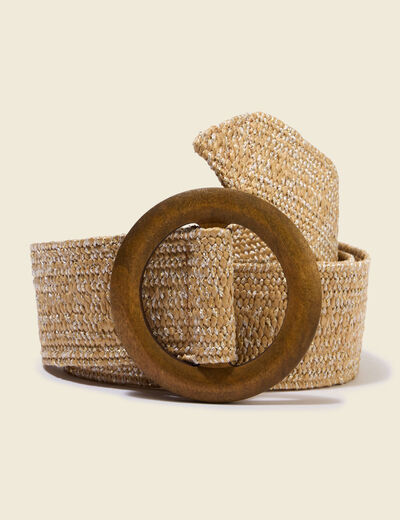 Ceinture tress&eacute;e large beige femme