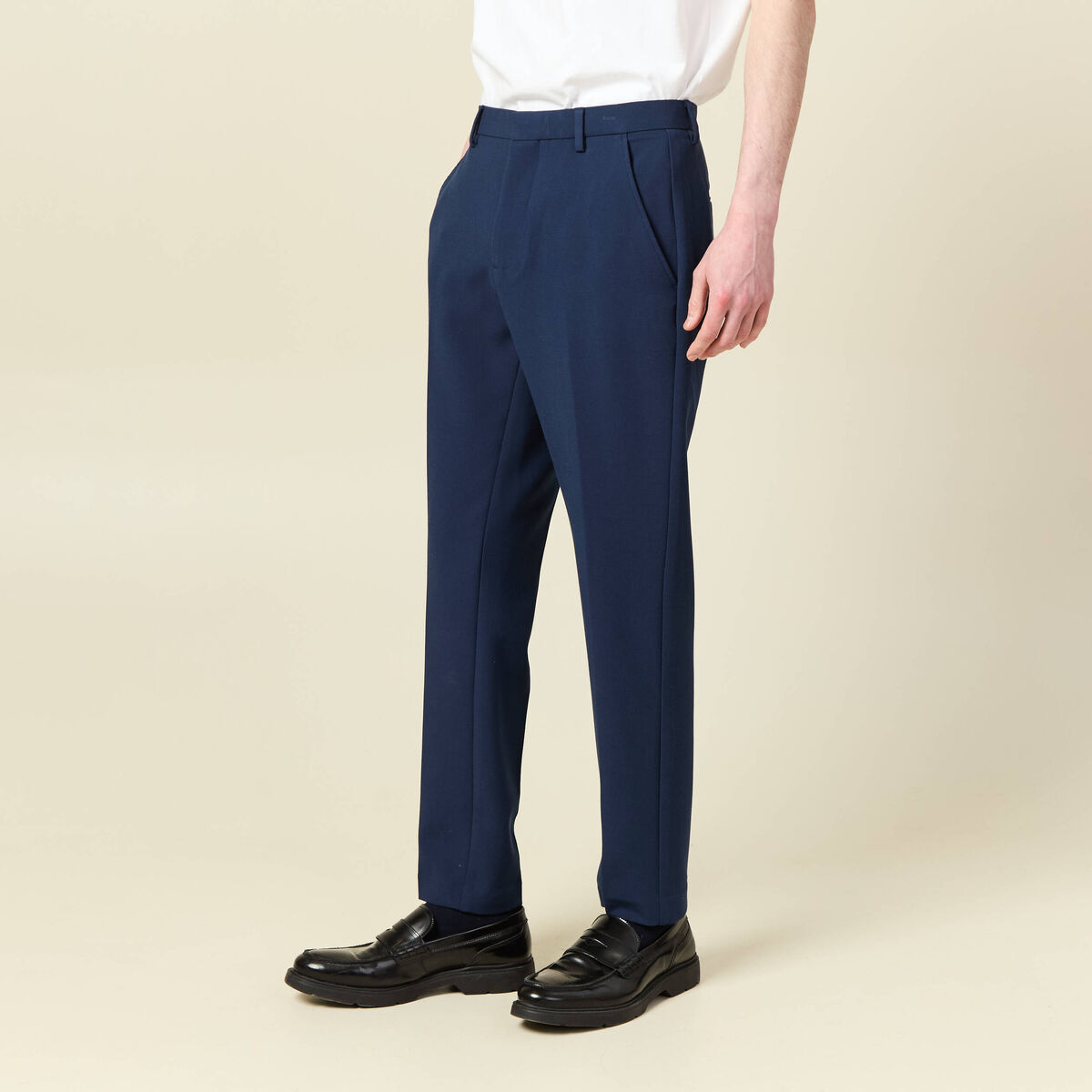 Pantalon slim cigarette bleu marine homme