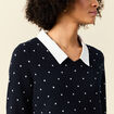 Pull manches longues 2-en1 bleu marine femme