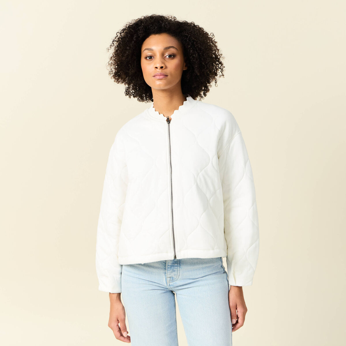 Gilet matelassé ecru femme