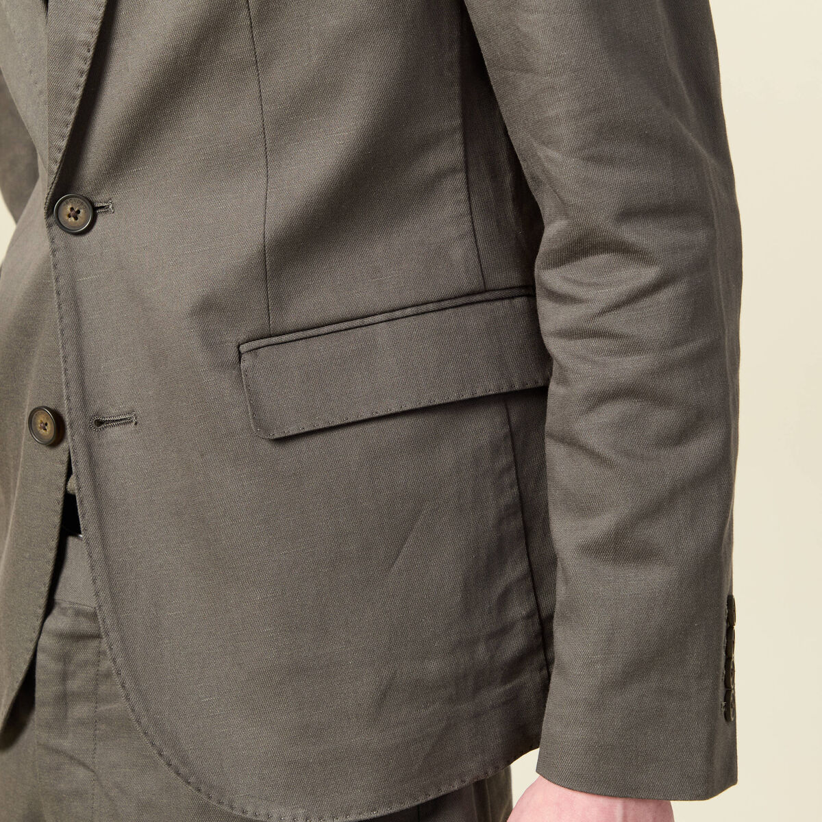 Blazer manches longues col classique vert fonc&eacute; homme