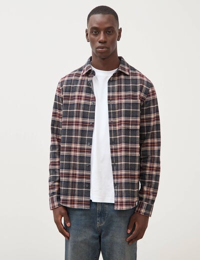 Chemise col classique manches longues gris fonc&eacute; homme