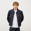 Veste droite en coton col classique denim brut rinse homme
