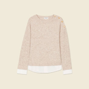 Pull manches longues 2-en-1 creme femme