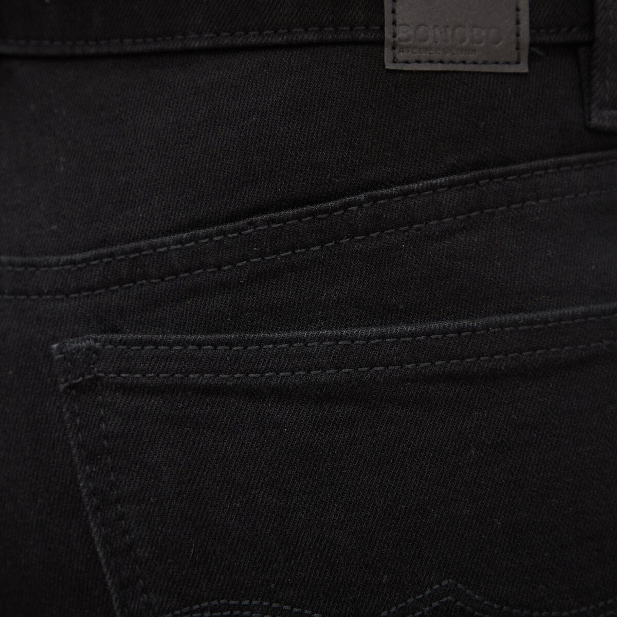 Jeans bootcut cropped taille bascul&eacute;e denim noir femme
