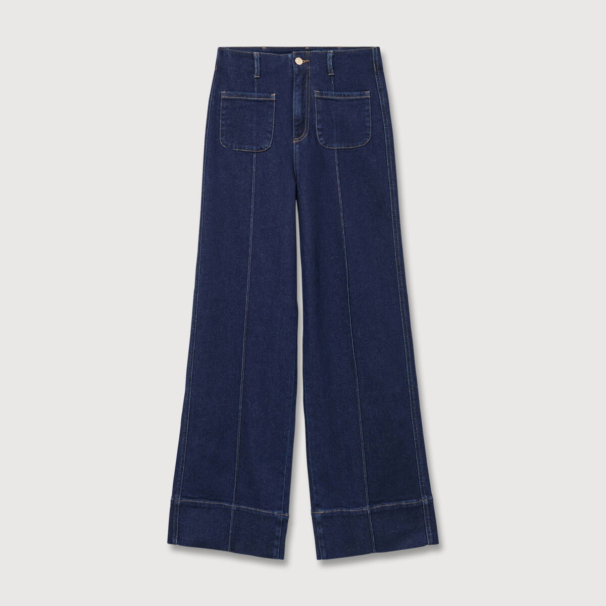 Jeans wide large taille haute denim brut rinse femme