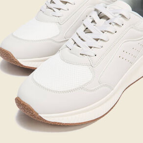 Baskets jogger à lacets ecru homme