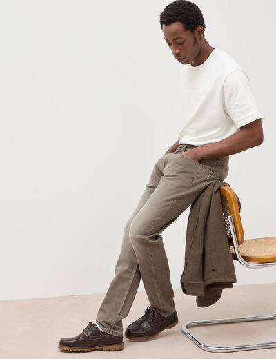 Jeans straight longueur 34 denim marron homme