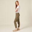 Pantalon battle 7/8&egrave;me taille standard vert kaki femme
