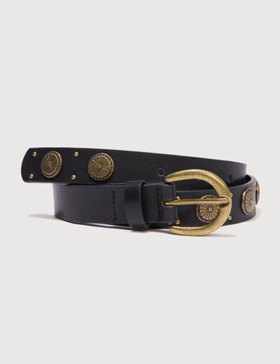 Ceinture fine avec ornements noir femme