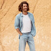 Chemise en jean bleu clair homme