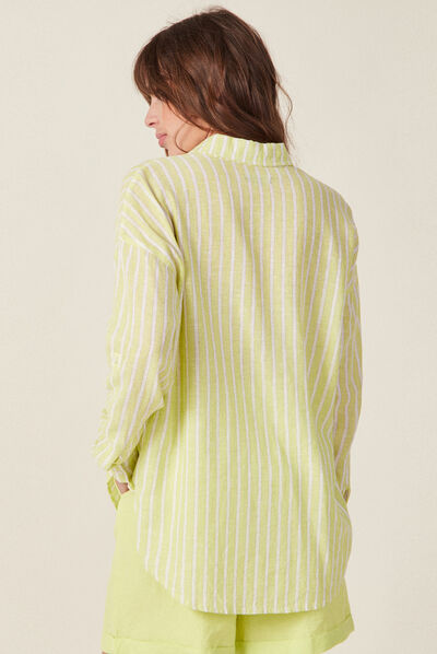 Chemise manches longues vert anis femme