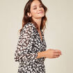 Robe longue évasée manches 3/4 noir femme