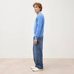 Pull manches longues col rond bleu violet homme