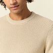 Pull manches longues col rond sable homme