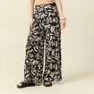 Pantalon large taille haute noir femme