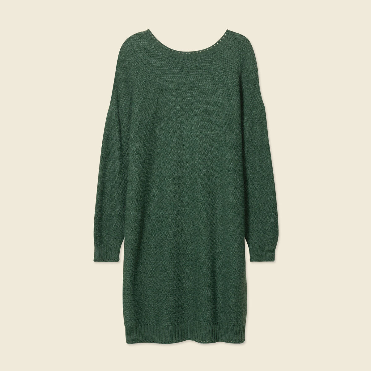 Robe pull droite col bateau vert foncé femme