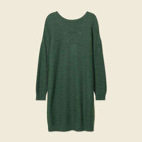 Robe pull droite col bateau vert foncé femme